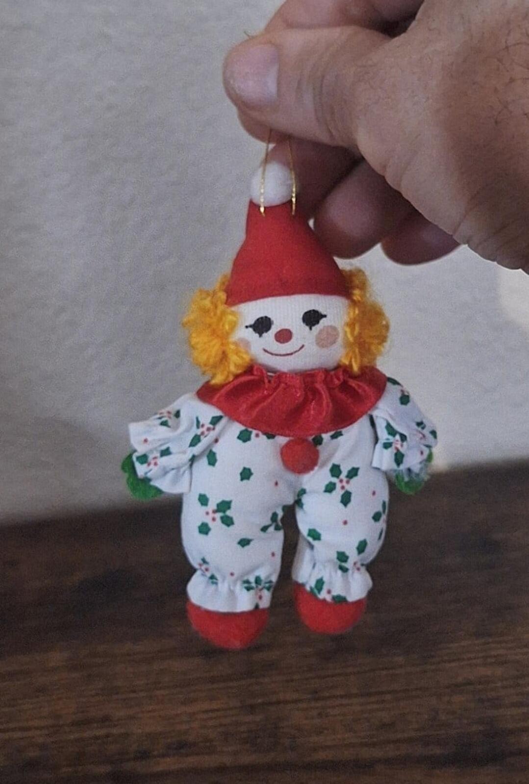 Set Of 1980s Soft Stuffed Circus Clowns/Clowns 4" Ornaments