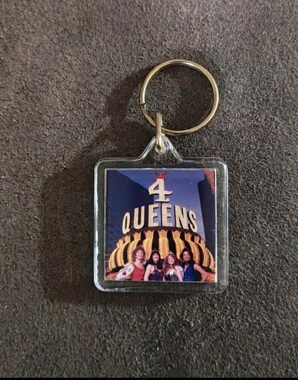 1990s Vintage Four Queens Hotel Casino Downtown Las Vegas Hard  Plastic Keychain