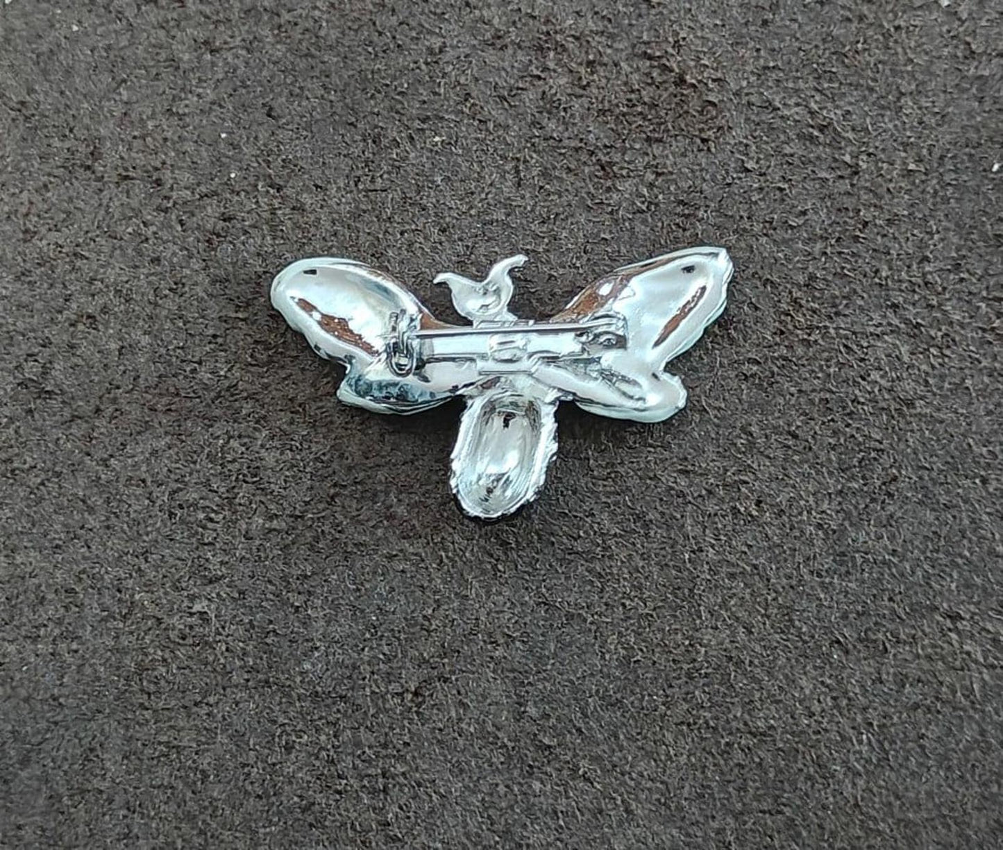 1980s Silver Tone Bumblebee With Pink Rhinestone Eyes Enamel Brooch Pin