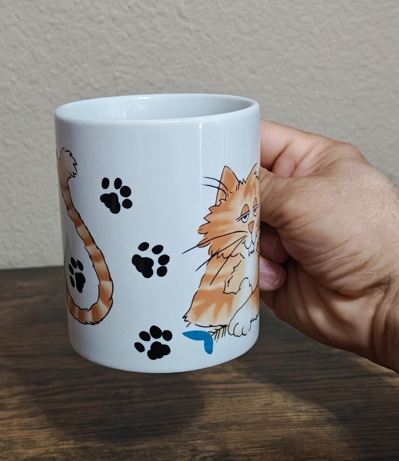 1980s Calico Cat White Mug
