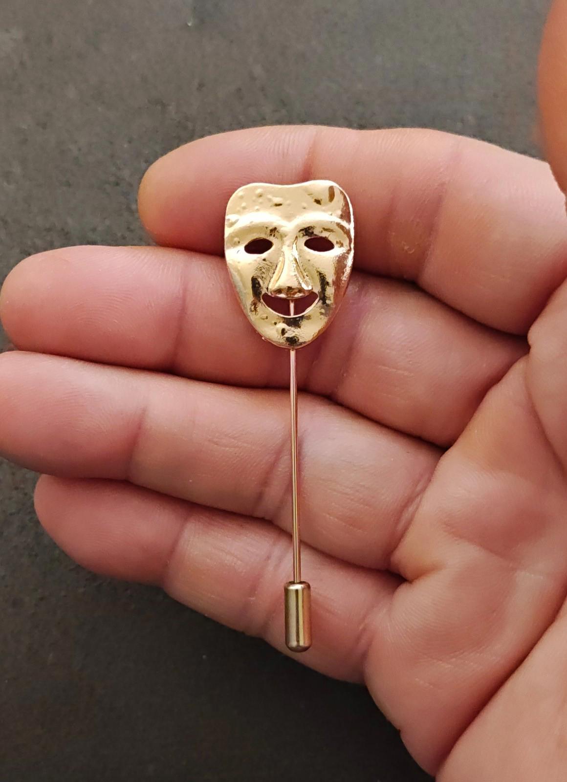 Rose Gold Tone Mask Stick Pin