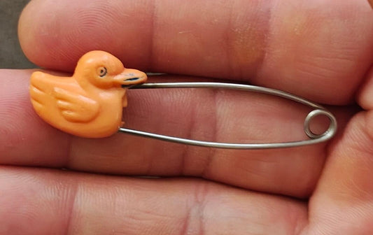 1970s Plastic Orange Duck Diaper Pin