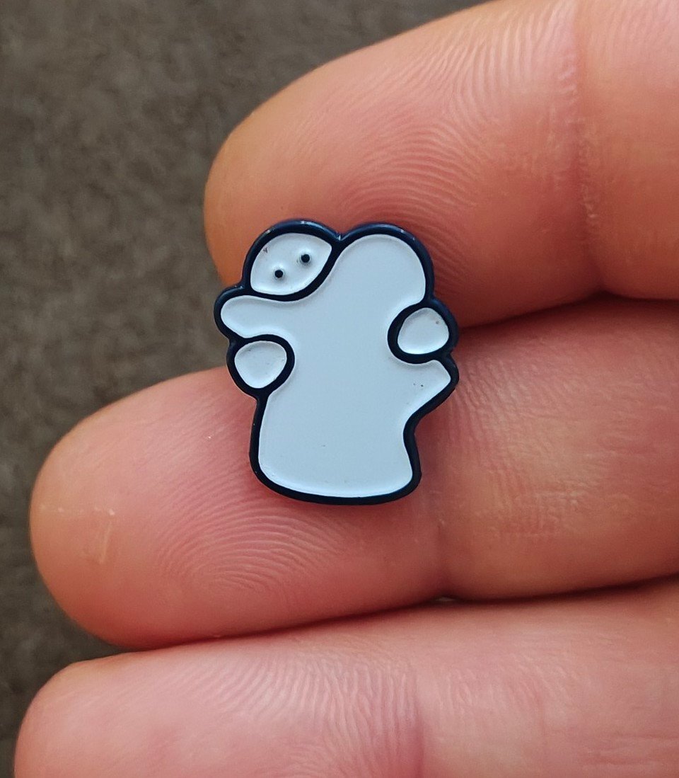 Two Ghosts Hugging Small Metal Enamel Pin
