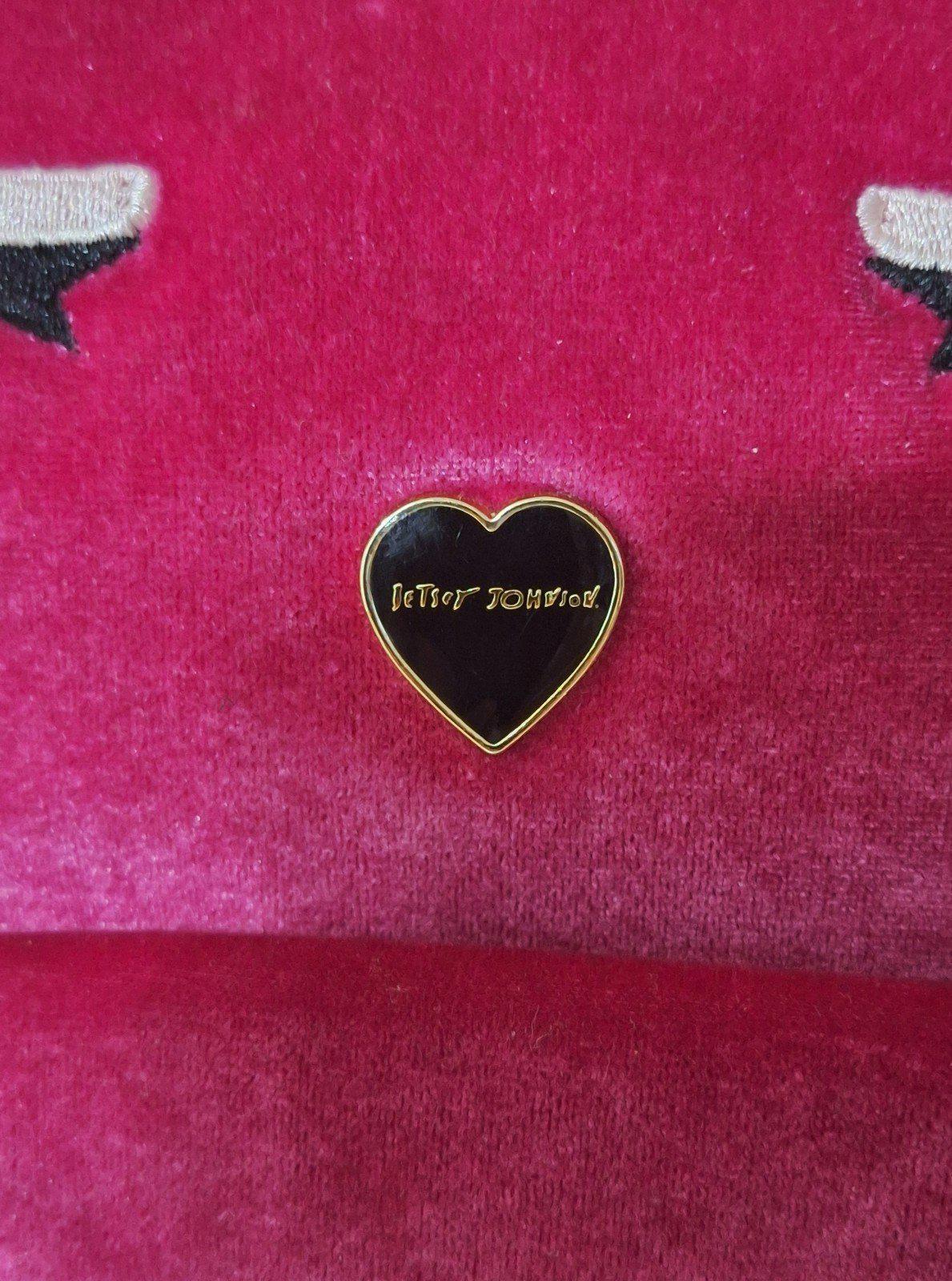 Adorable Betsey Johnson Hot Pink Velvet Cat Backpack Shoulder Bag Purse Design.