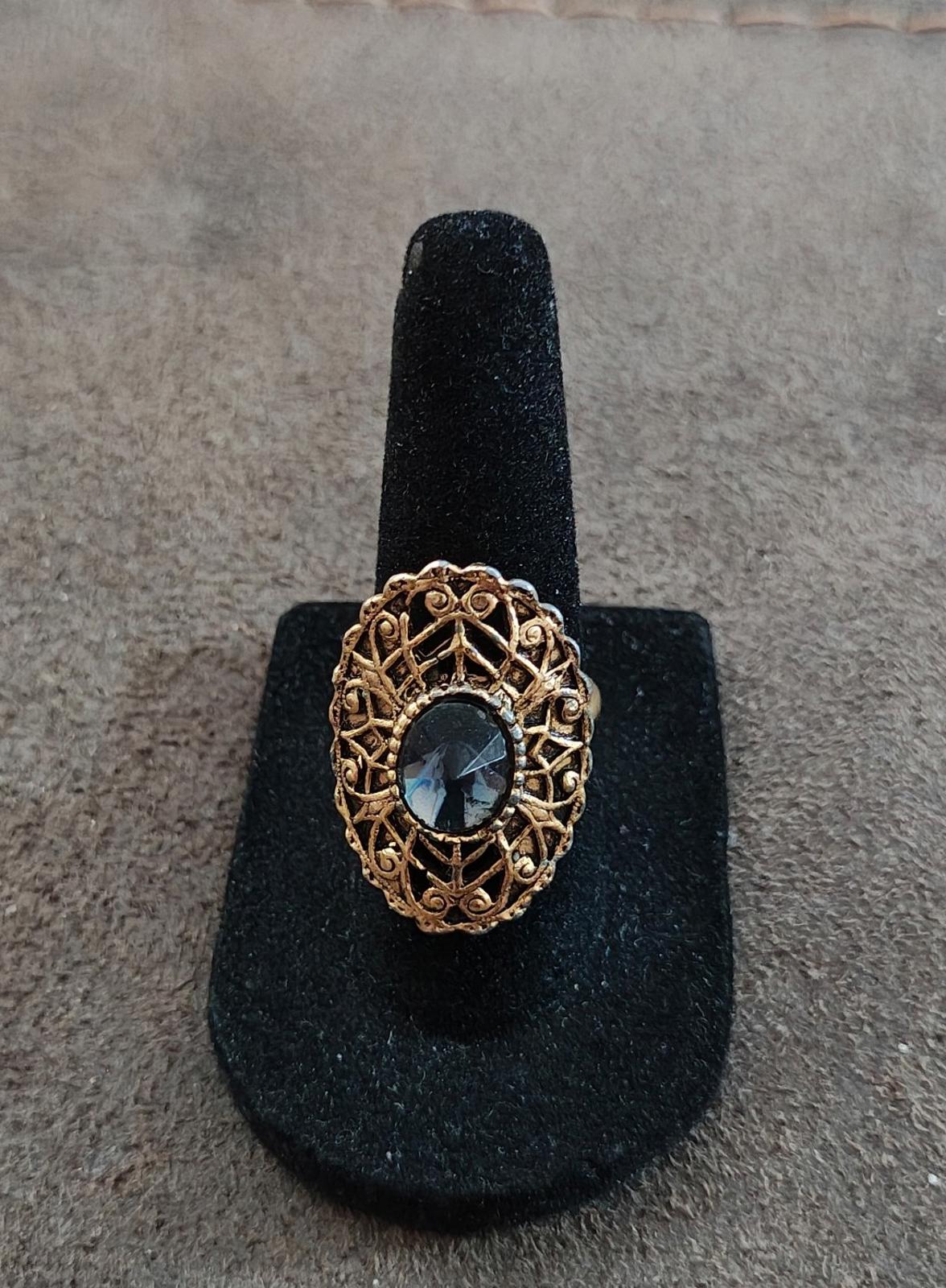 1980’s Blue Filigree Adjustable Statement Ring