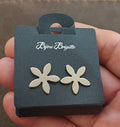Bijou Brigitte Matte Silver Tone Flower Stud Earrings New