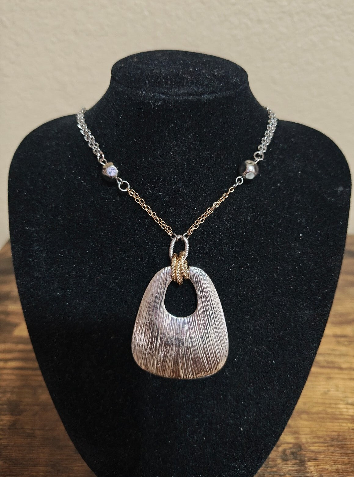 1980s Two Tone Statement Pendant Necklace