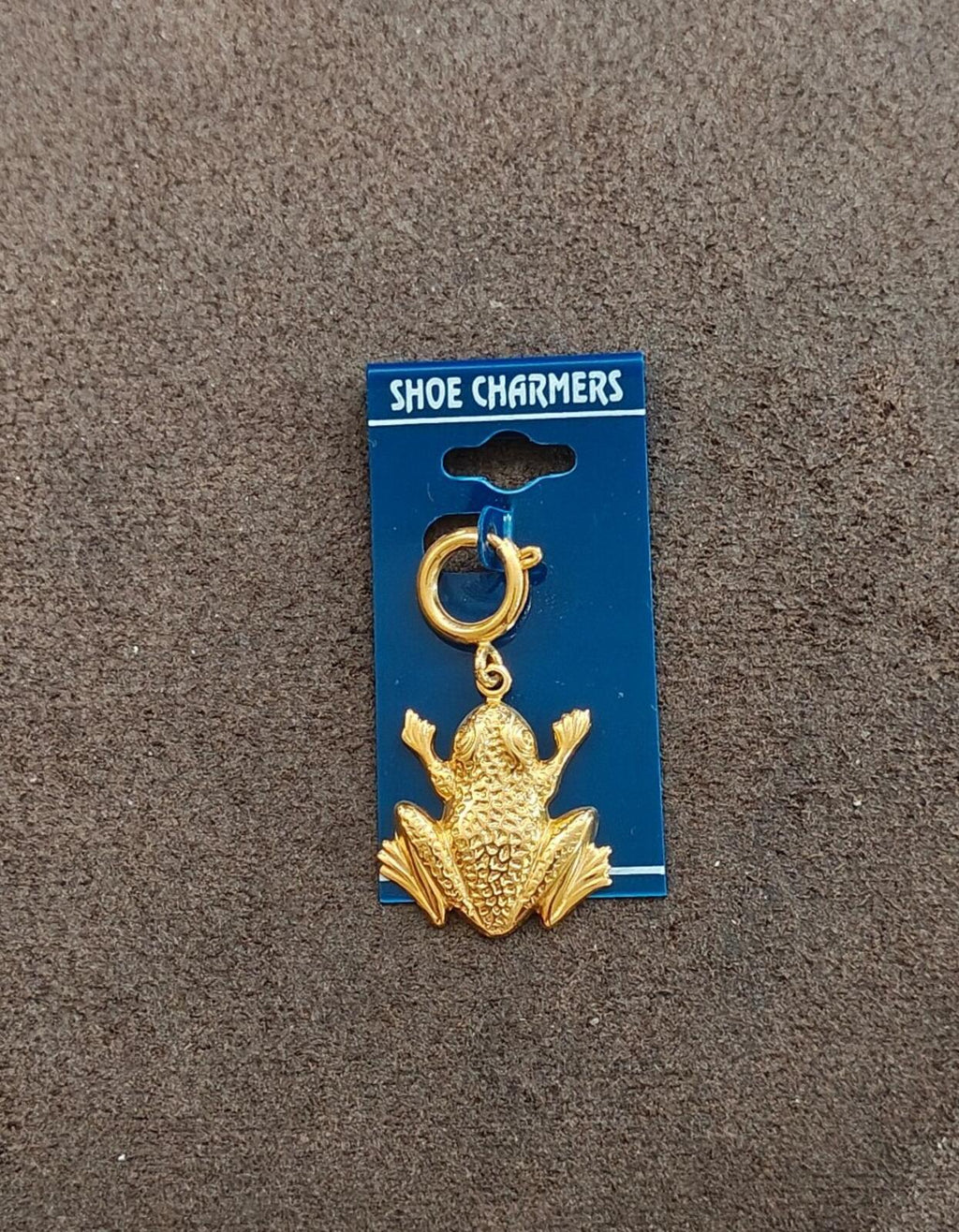 1990s Brass Textured Frog Shoe Charm/Charm