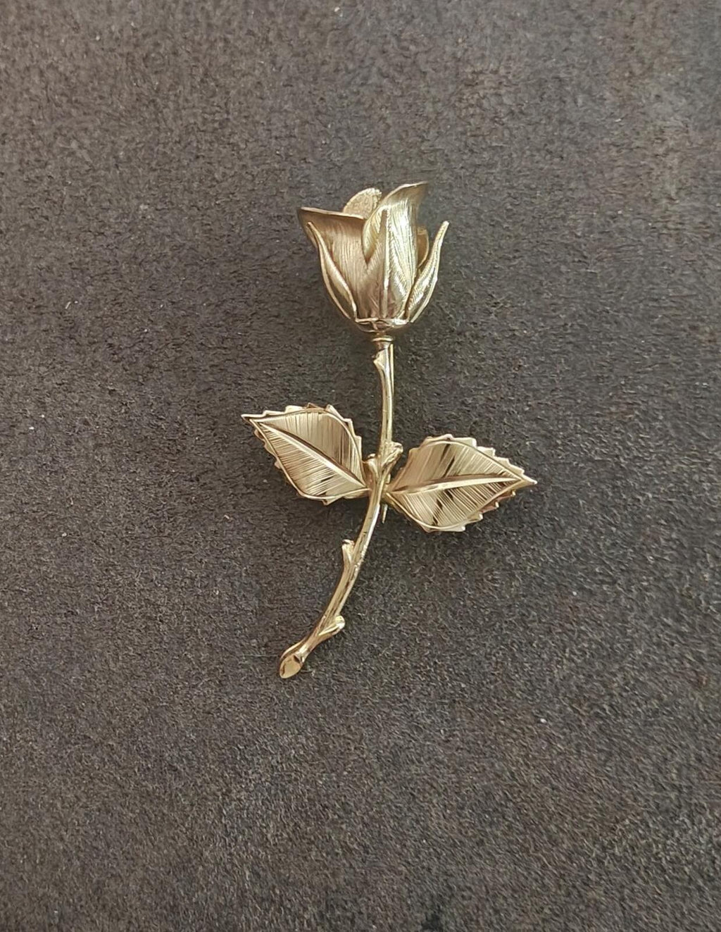 1960s/70s Gold Tone Textured Rose Brooch