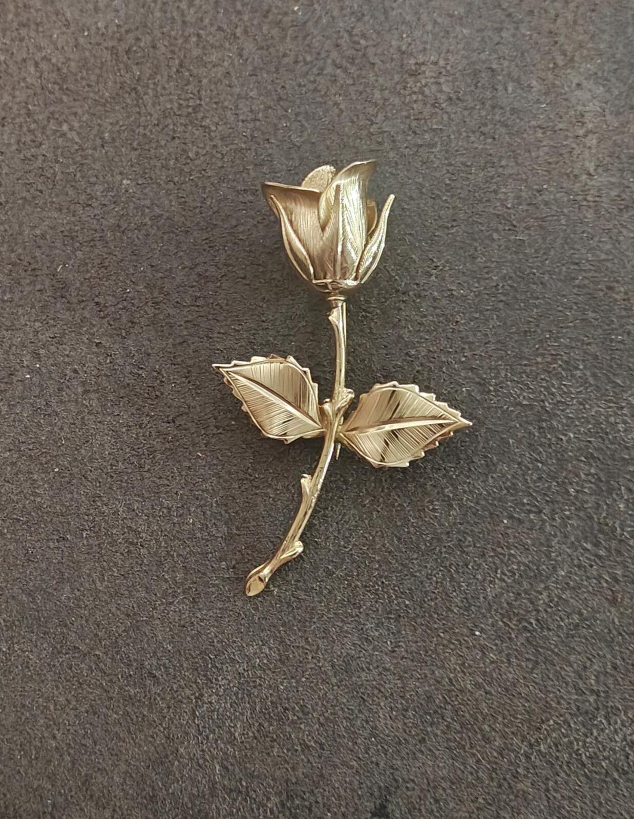 1960s/70s Gold Tone Textured Rose Brooch