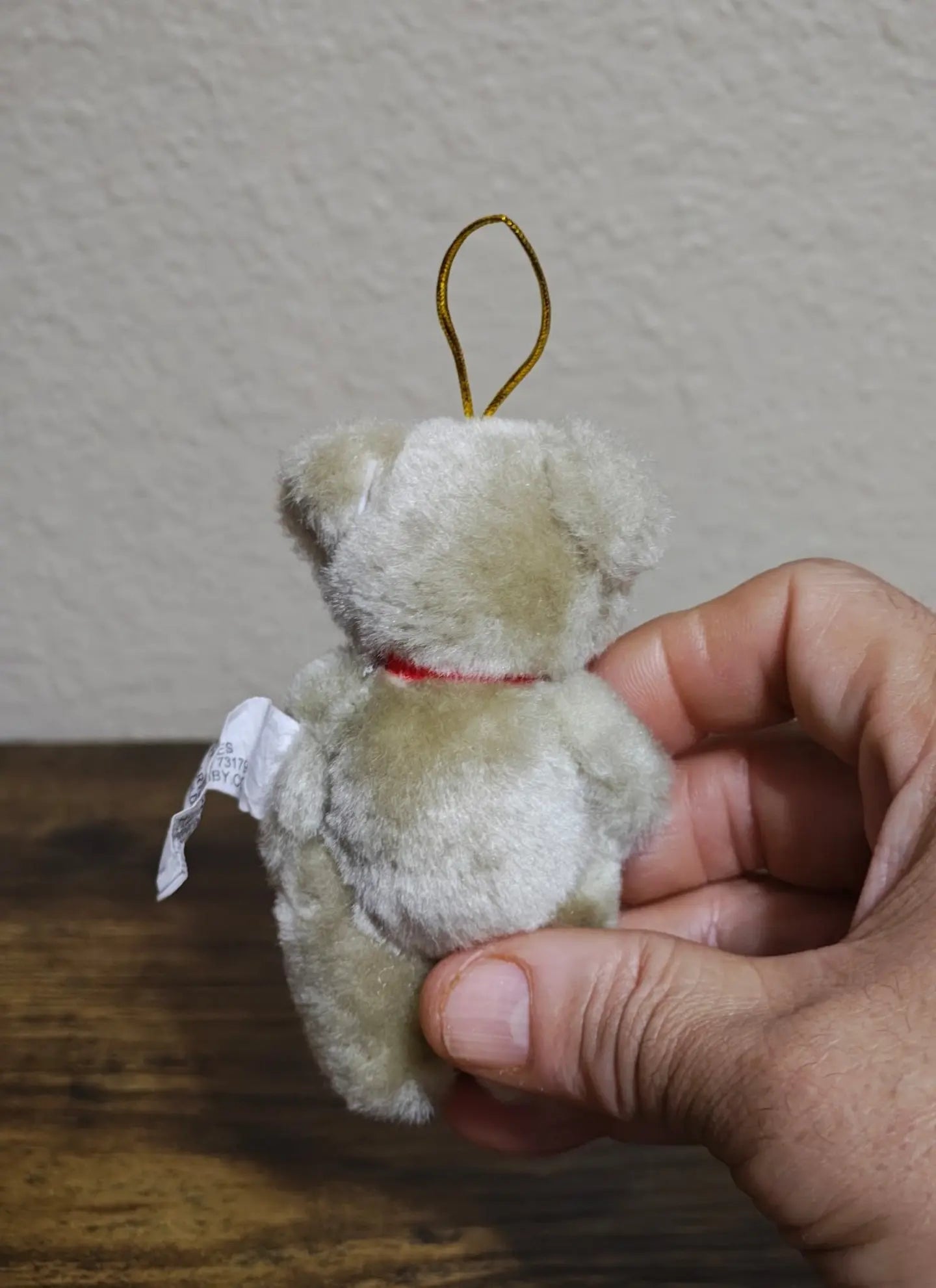 1980s Rare Vintage Mary Meyer Mini Plush Mohair Beige Teddy Bear Ornament