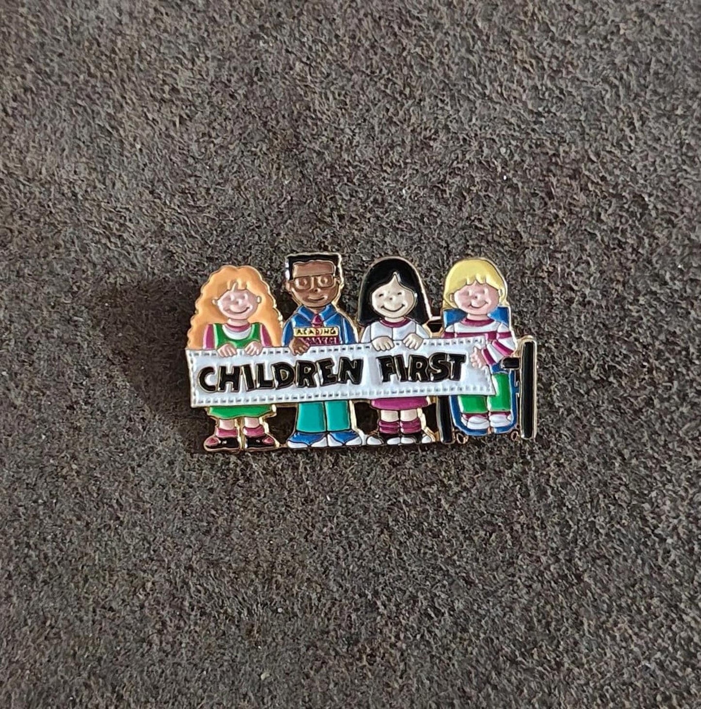 1990's Children First Gold Tone Enamel Pin