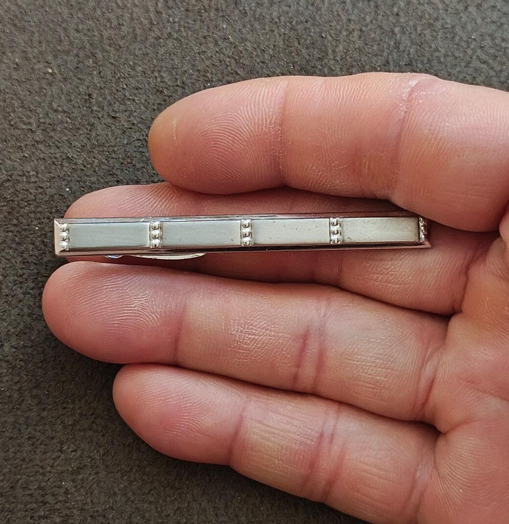 1950s/60s Hickok USA Silver Tone Modernist Panel Tie Bar Clip