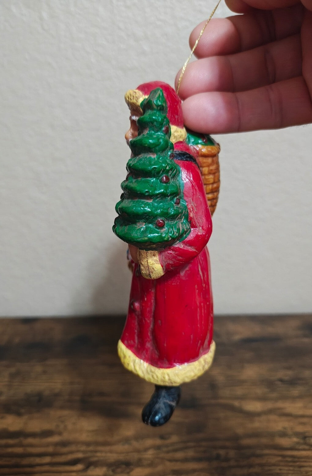 1980s Molded Plastic Santa Claus Figurine Ornament