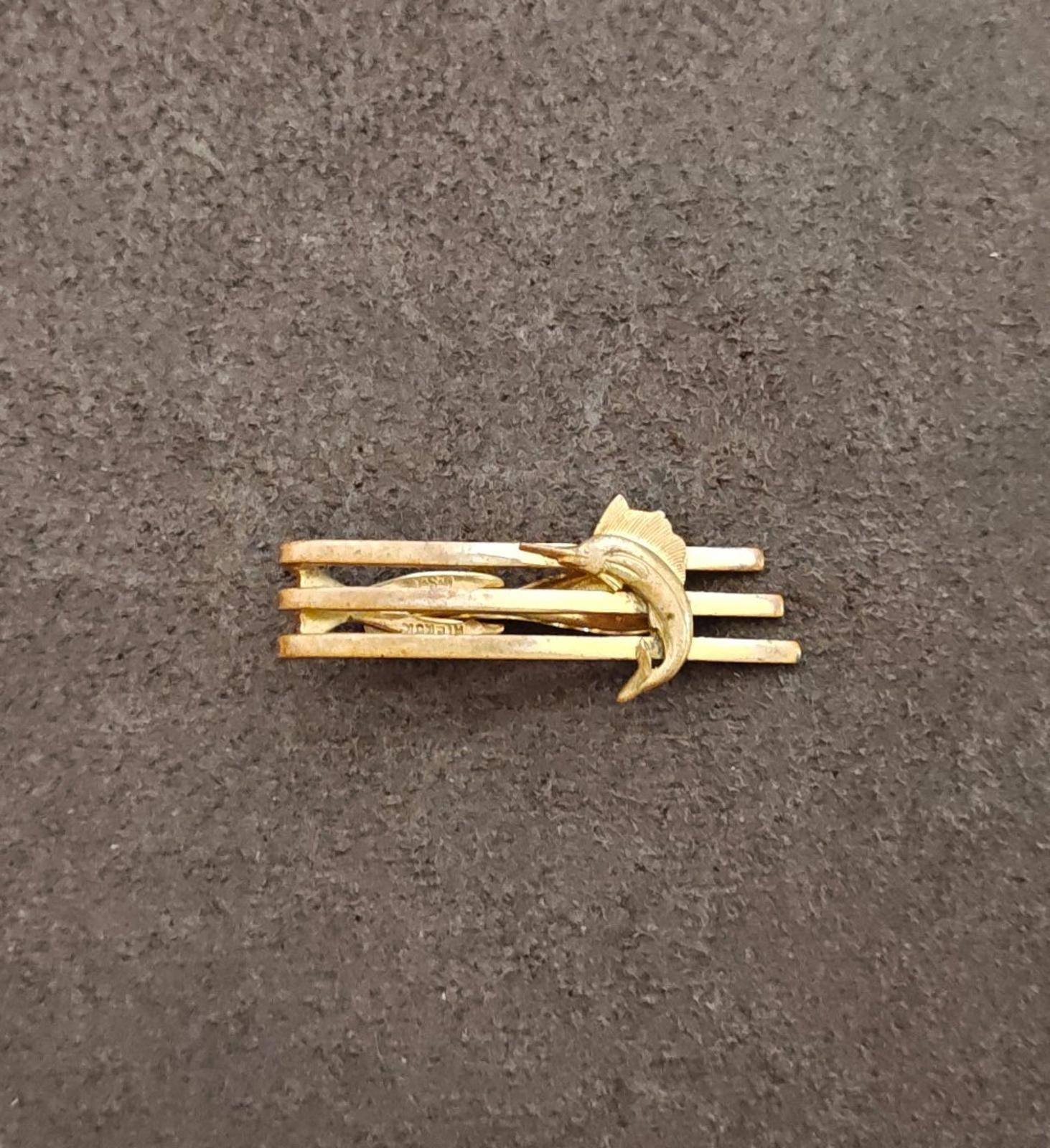 1950s Rare Hickok Brass Marlin/Sailfish Tie Clip/Tie Bar