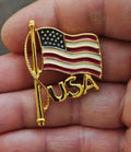 1980s Patriotic USA American Flag Gold Tone Enamel Pin