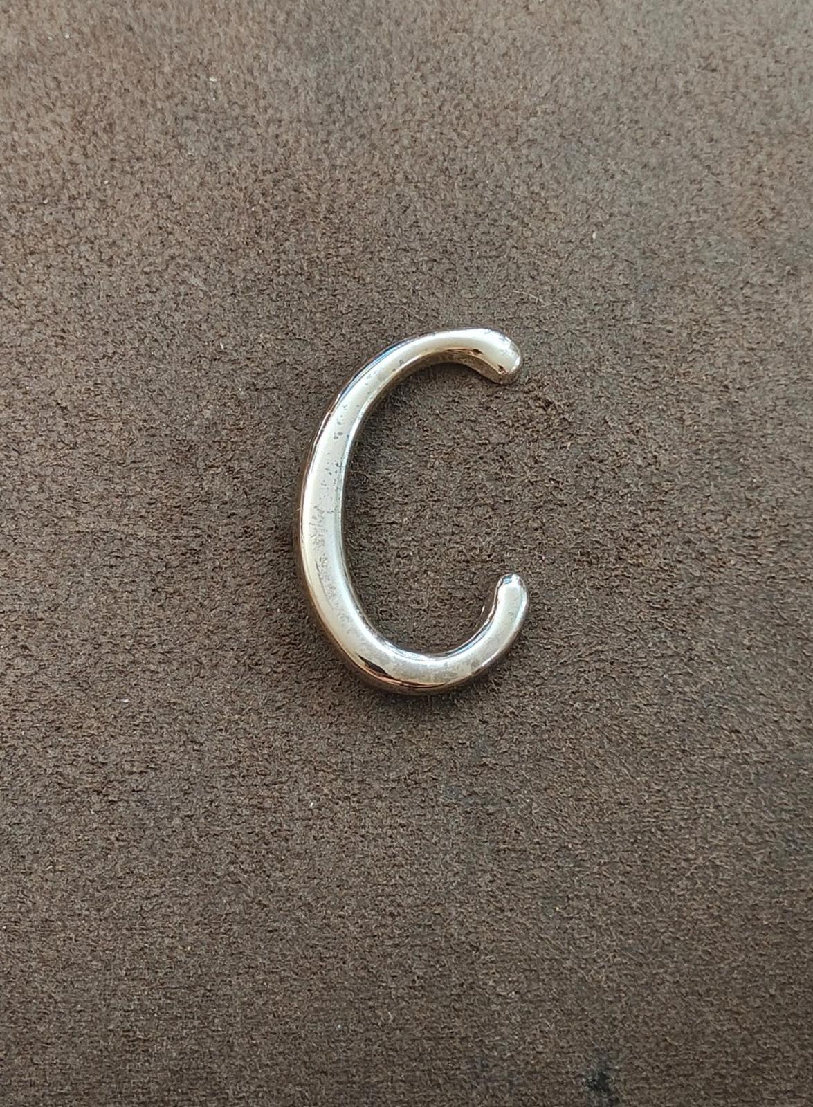 1980s Monogram Initial Letter C Silver Tone Pin/Brooch
