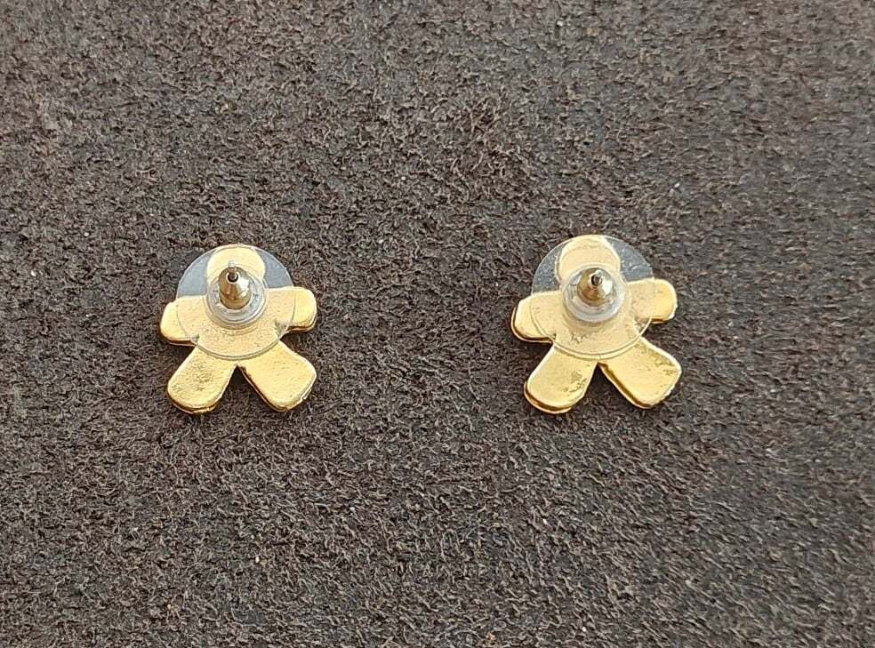Handpainted Gingerbread Man Gold Tone Stud Earrings