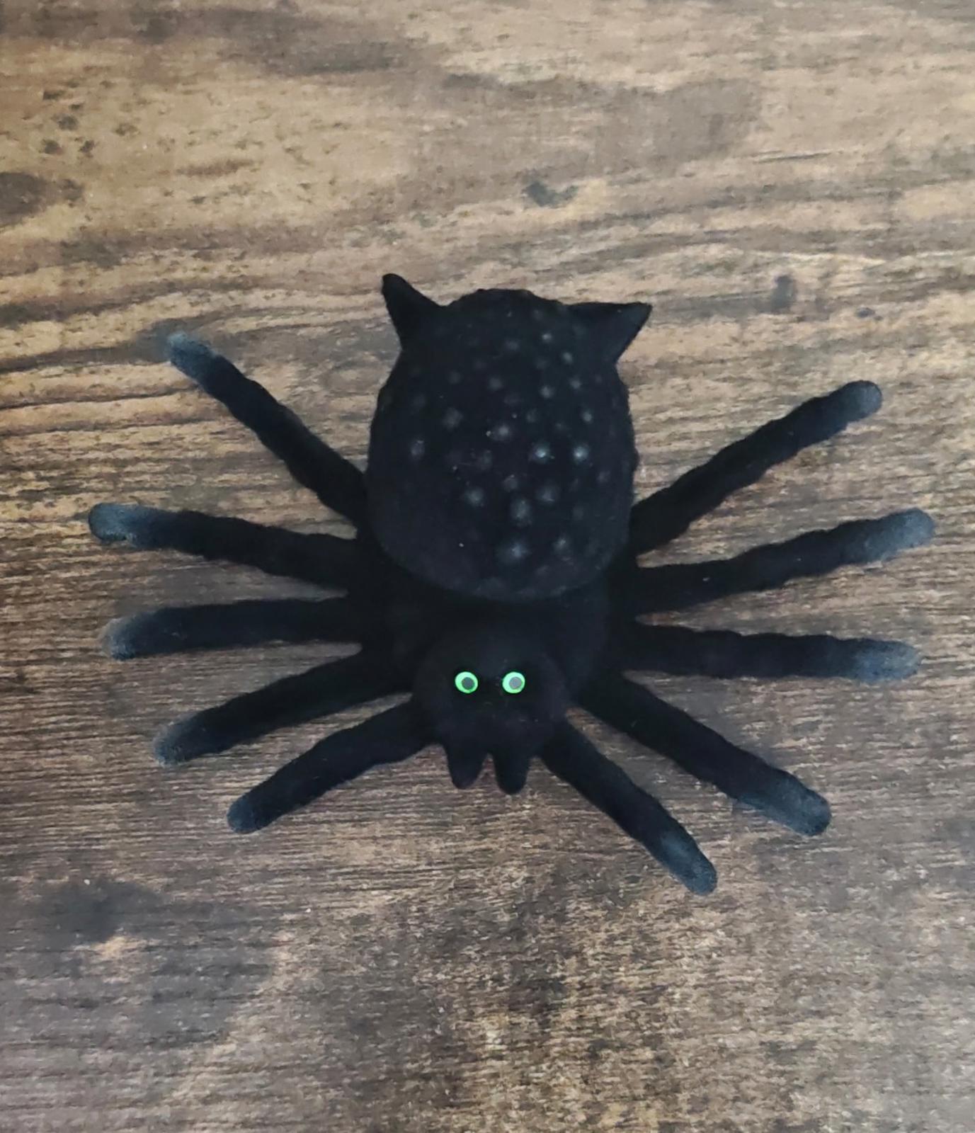 1960s Flocked Spooky Black Halloween Spider