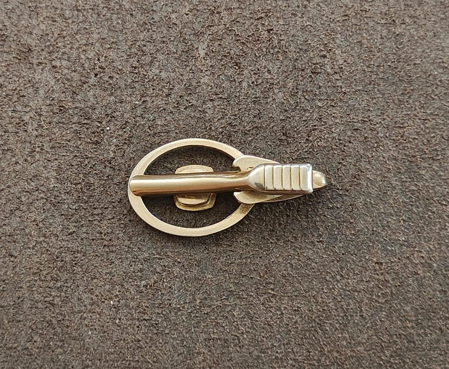 1980s Gold Tone Enamel Highway Tie Clip