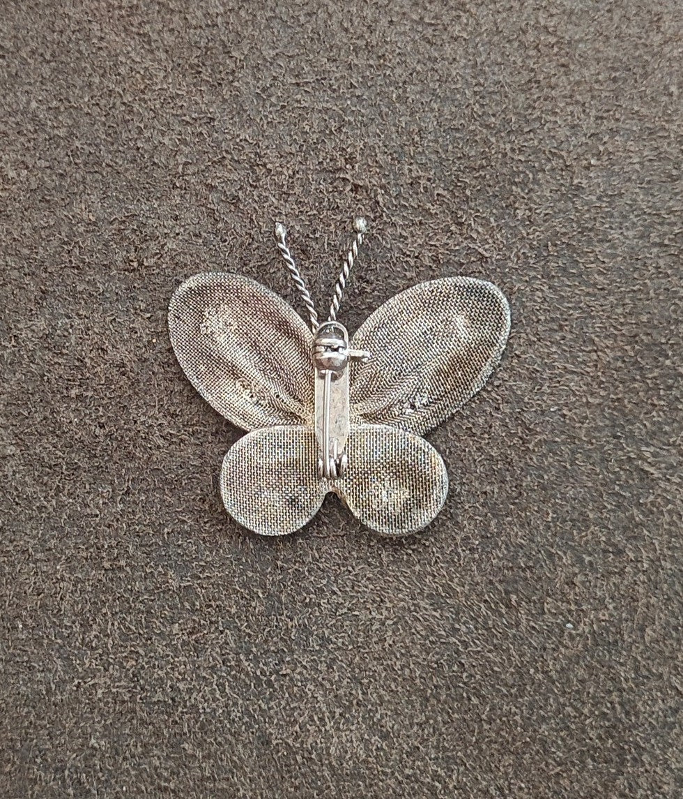 1960s/70s Silver Tone Mesh Butterfly Brooch & Pendant-Dual-Use Pin