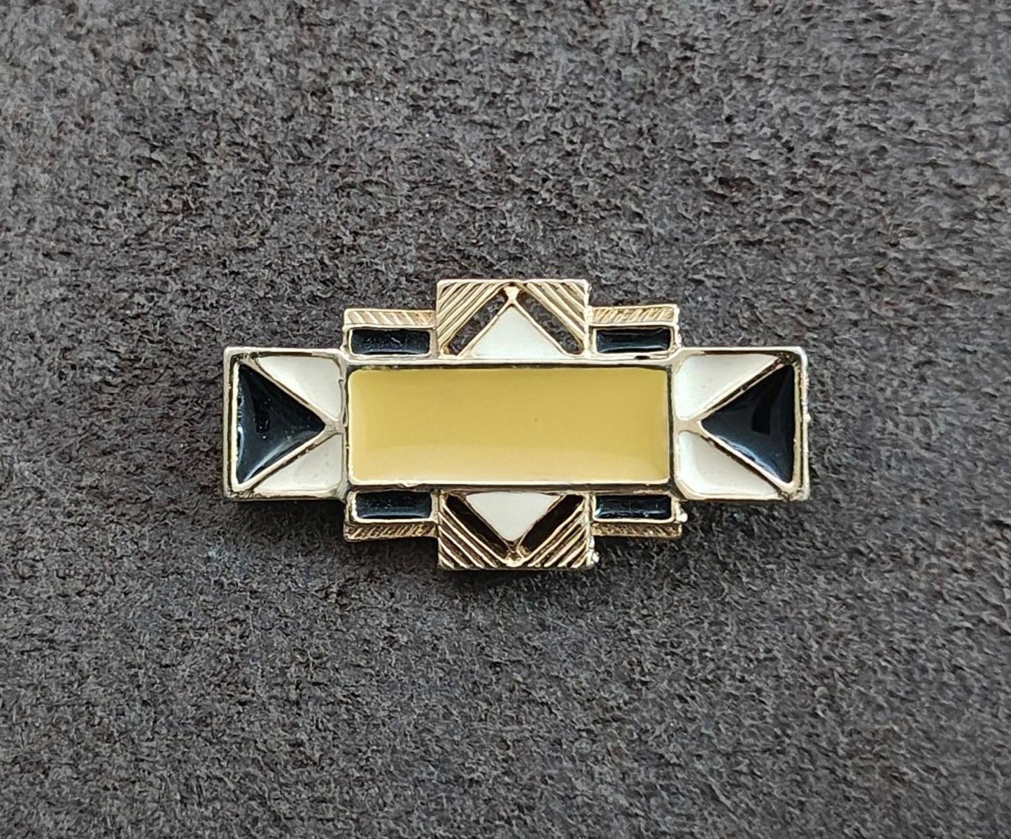 1980s Art Deco Style Geometric Enamel Brooch Pin