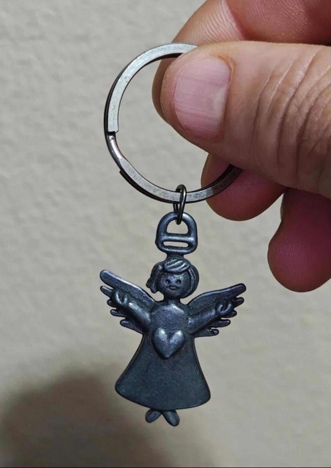 1990's Pewter Angel Keychain