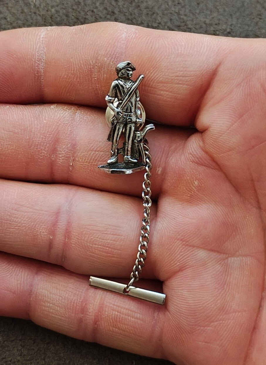 1970s Pewter Revolutionary Minuteman Tie Tack/Lapel Pin