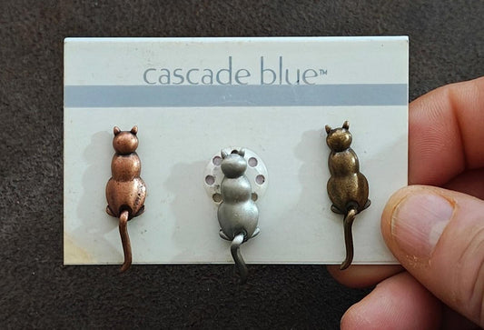 1980s Set of Three Cat Pins Signed JJ (Jonette Jewelry)