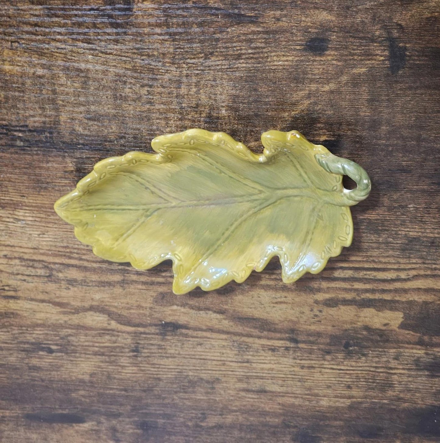 1950s/60s Glazed Ceramic Leaf Dish
