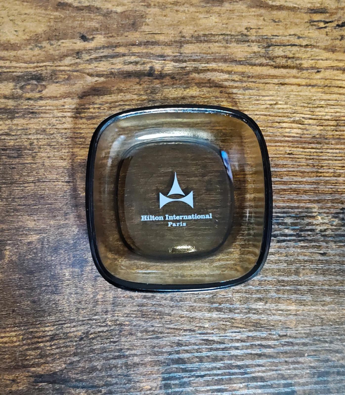 1964 Hilton International Paris Hotel Smoked Glass Ashtray
