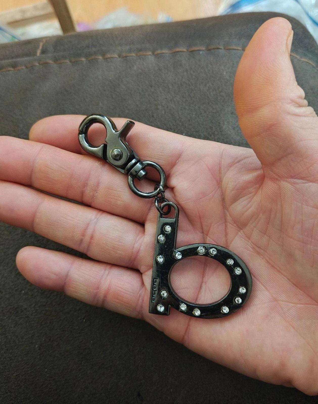 Y2K Vintage Bebe Gunmetal With Crystals Letter "B" initial Keychain