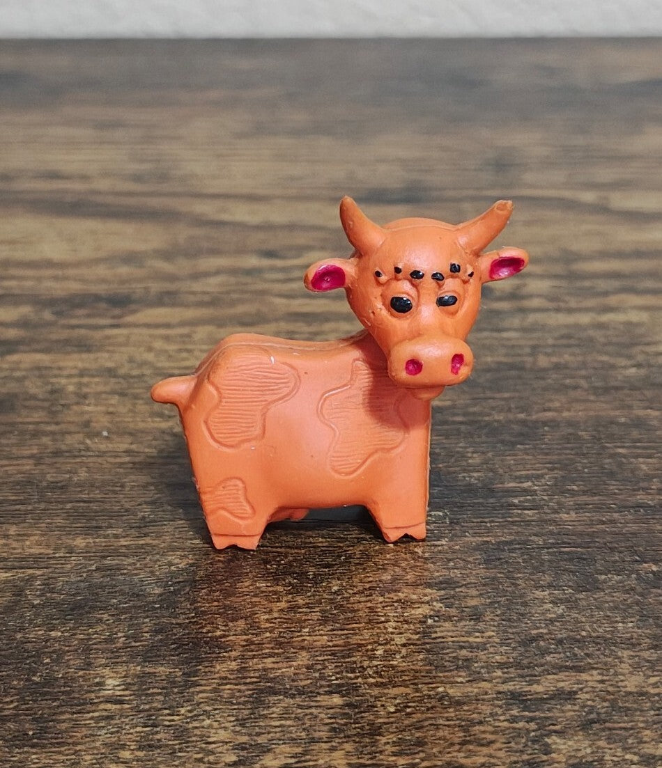 1960s Diener Industries Rubber Orange Cow Eraser Figurine