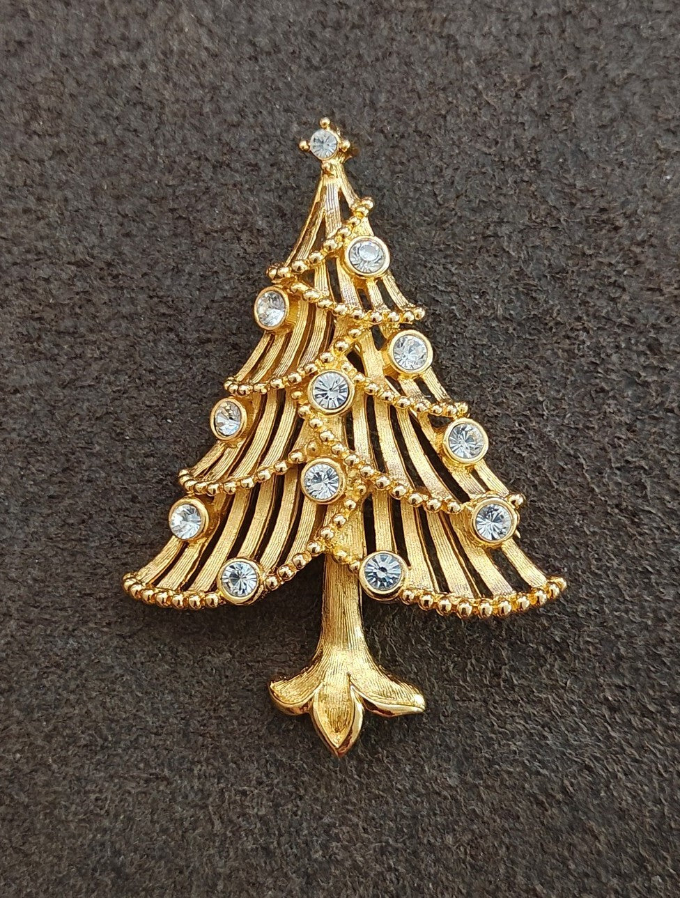 1960s/70s Gold Tone Four-tier Open Slat Christmas Tree Brooch