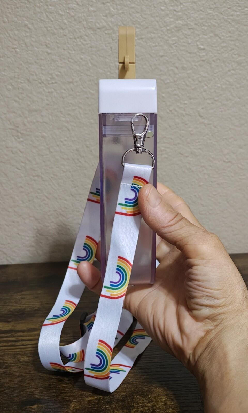 Colorful Gay Pride Apparel Popsicle Sipper 11.8 oz Water Bottle Rainbow Strap