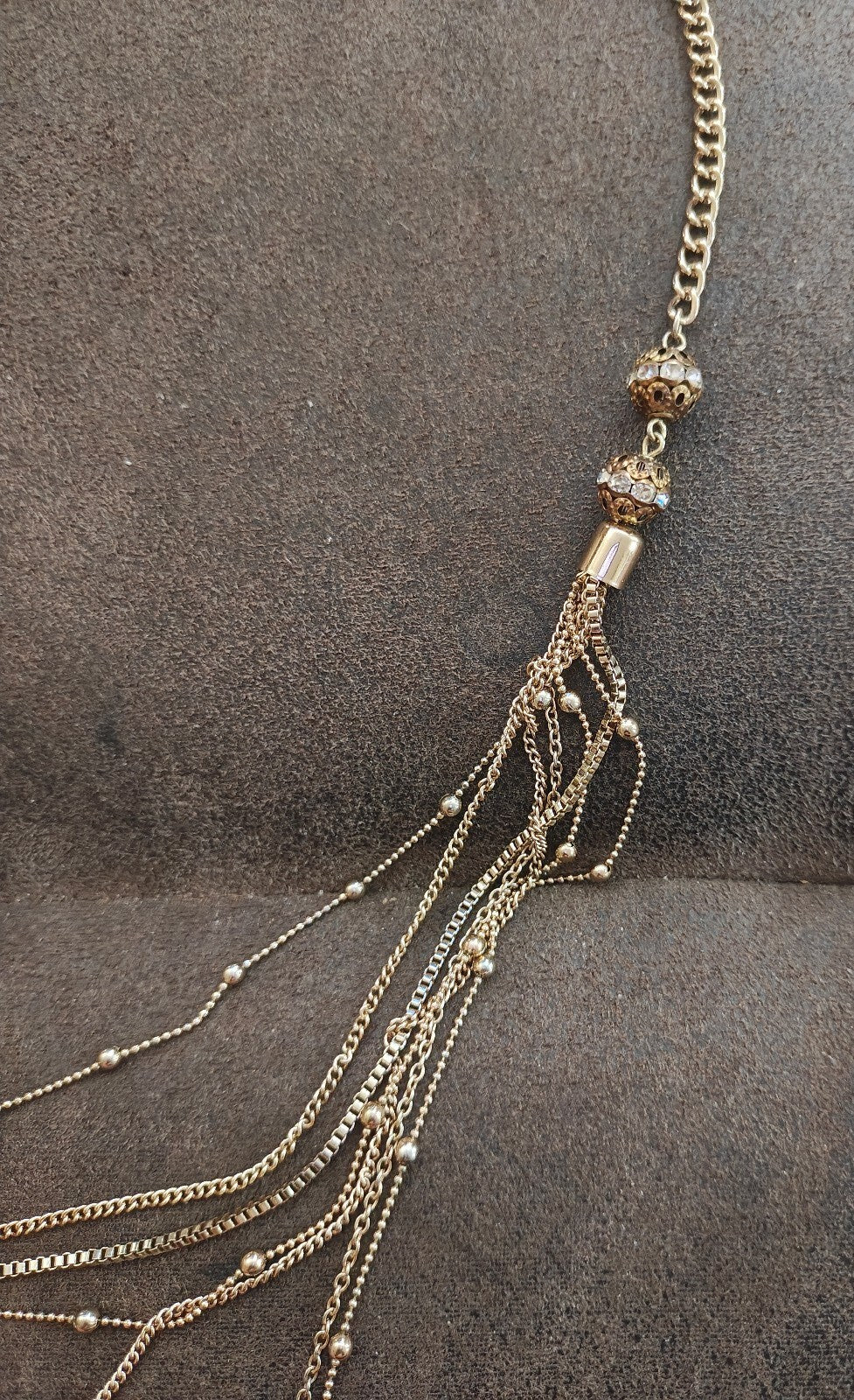 Boho Style Gold Tone Layered Multi-Strand Mixed Chains Statement Necklace