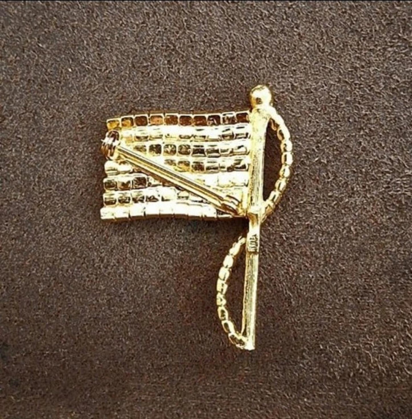 1960s Signed Rafaelian Gold Tone American Flag Patriotic Pin Brooch