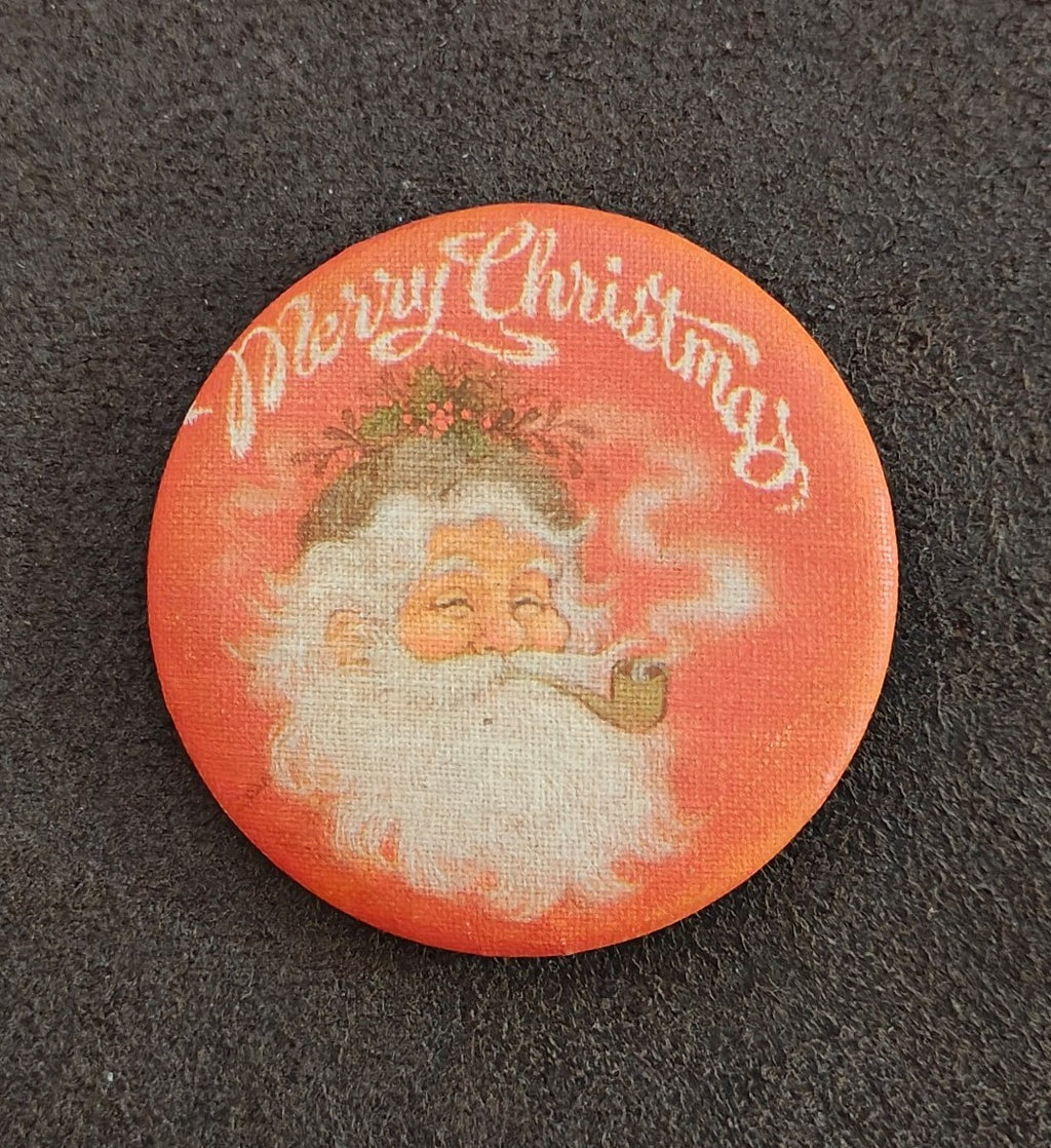 1960s Hallmark Cards Santa Canvas Litho Pin button/Pin