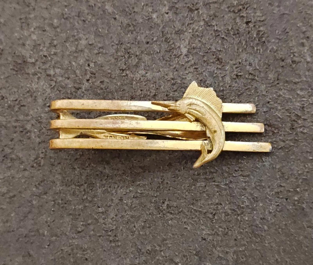 1950s Rare Hickok Brass Marlin/Sailfish Tie Clip/Tie Bar
