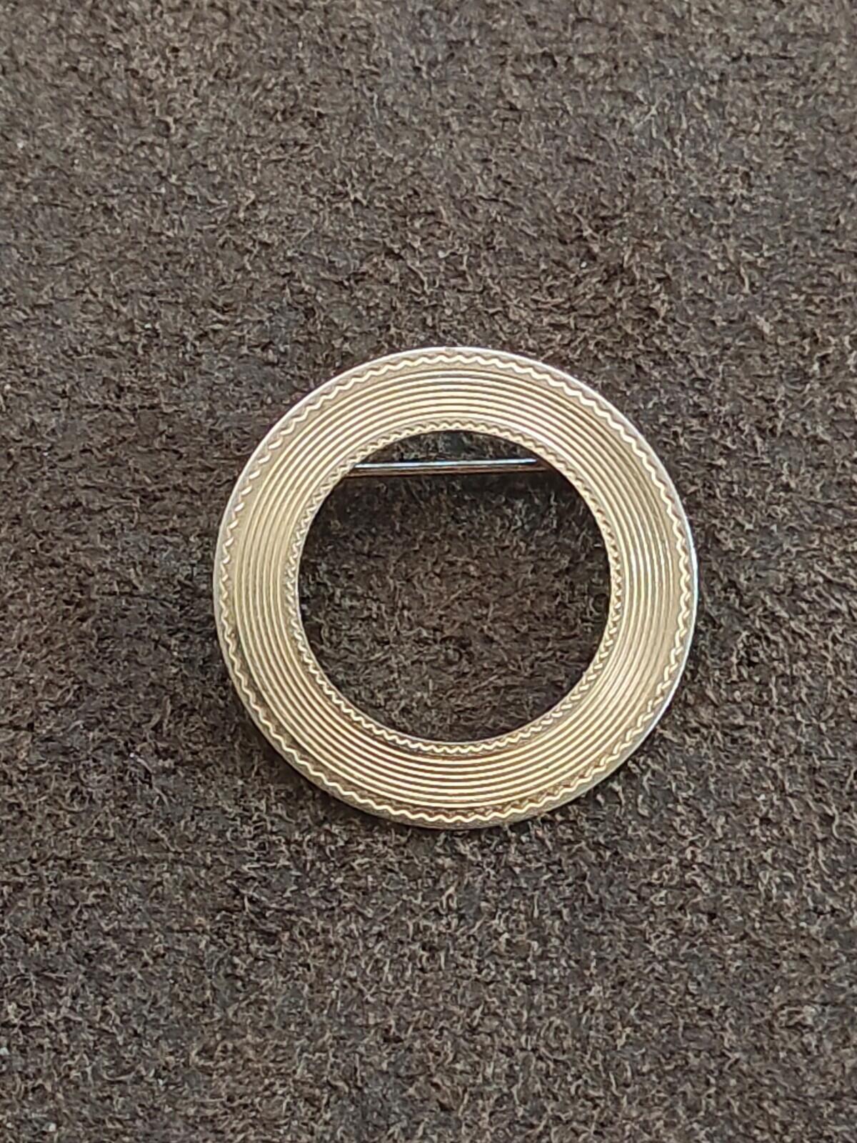 1950s/60s Gold Tone Textured Circle Brooch