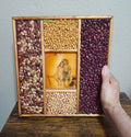 1970s Norman Rockwell Sweet Serenade Print Handmade Seed & Bean Mosaic Shadowbox