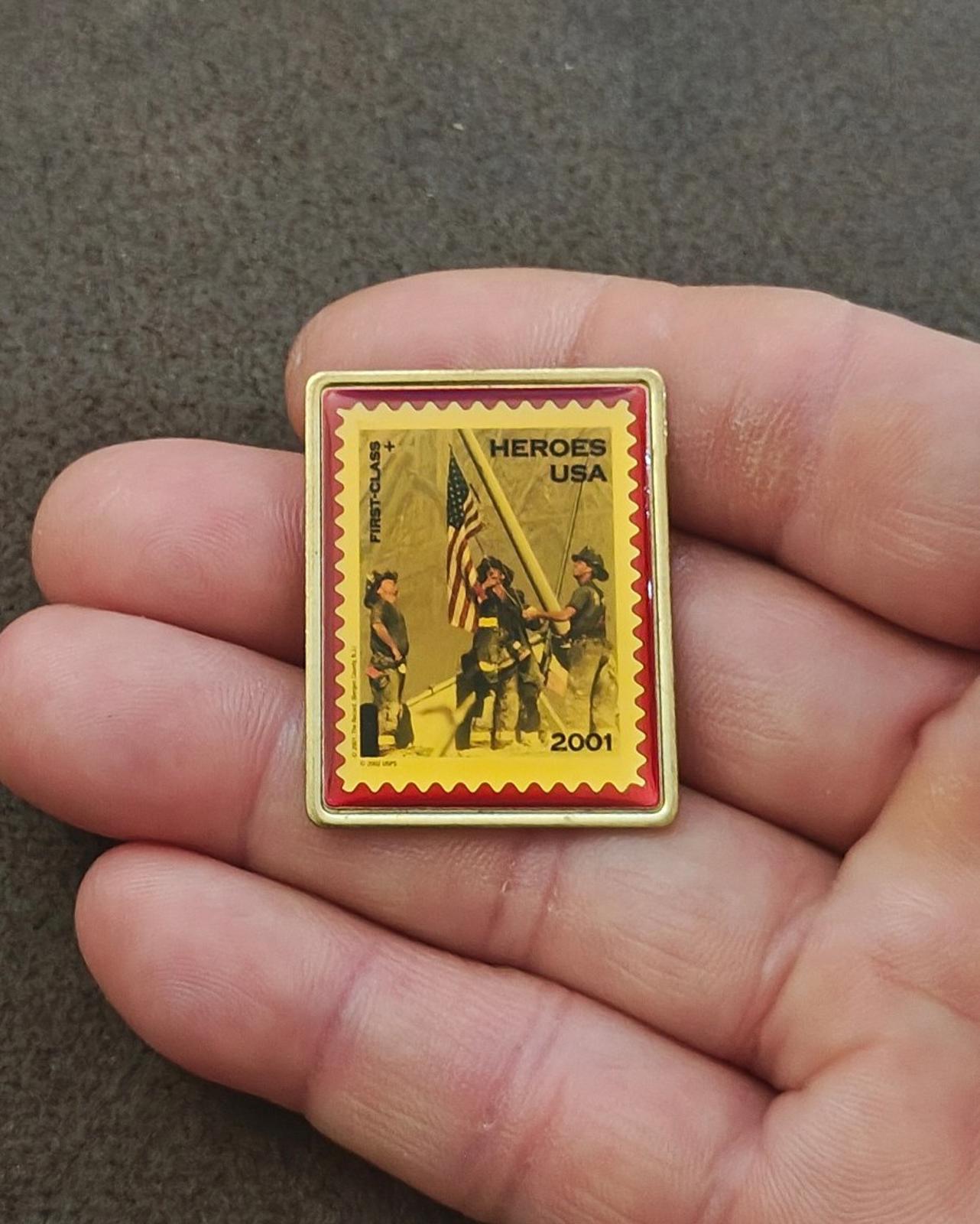 United States Postal Service "Heroes USA 2001" Commemorative Stamp Gold Tone Pin