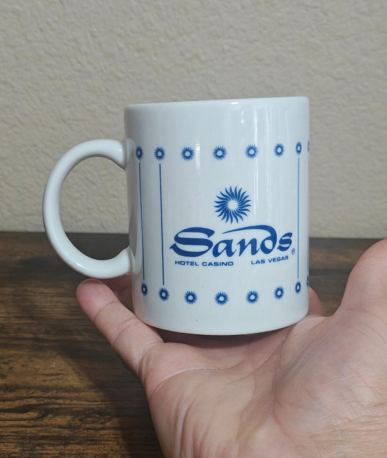 1970s/80s Sands Hotel & Casino Las Vegas  White & Blue 10 oz Ceramic Mug