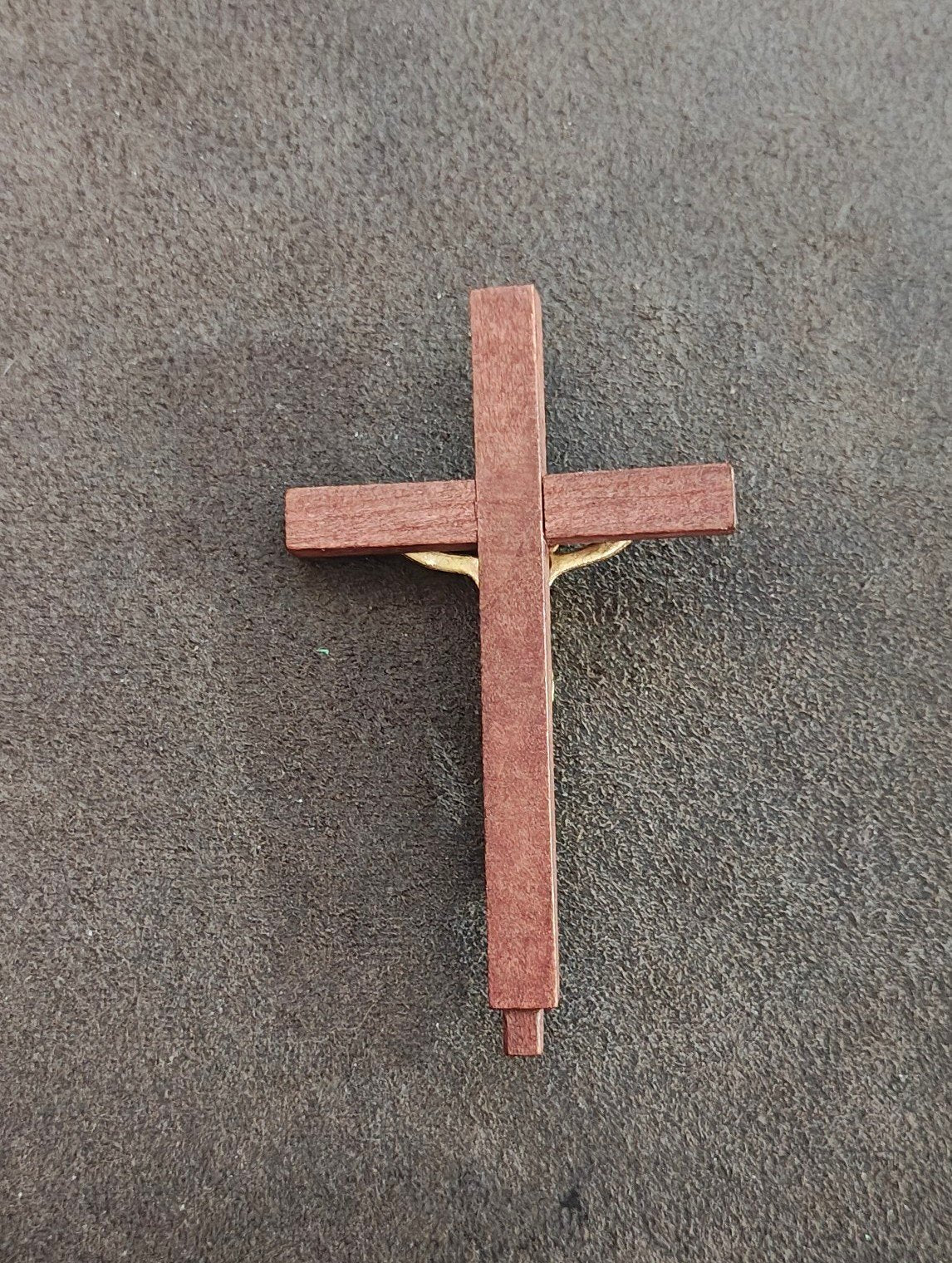 1970s Gold Tone Sacred Heart South Missions Wooden Altar Crucifix