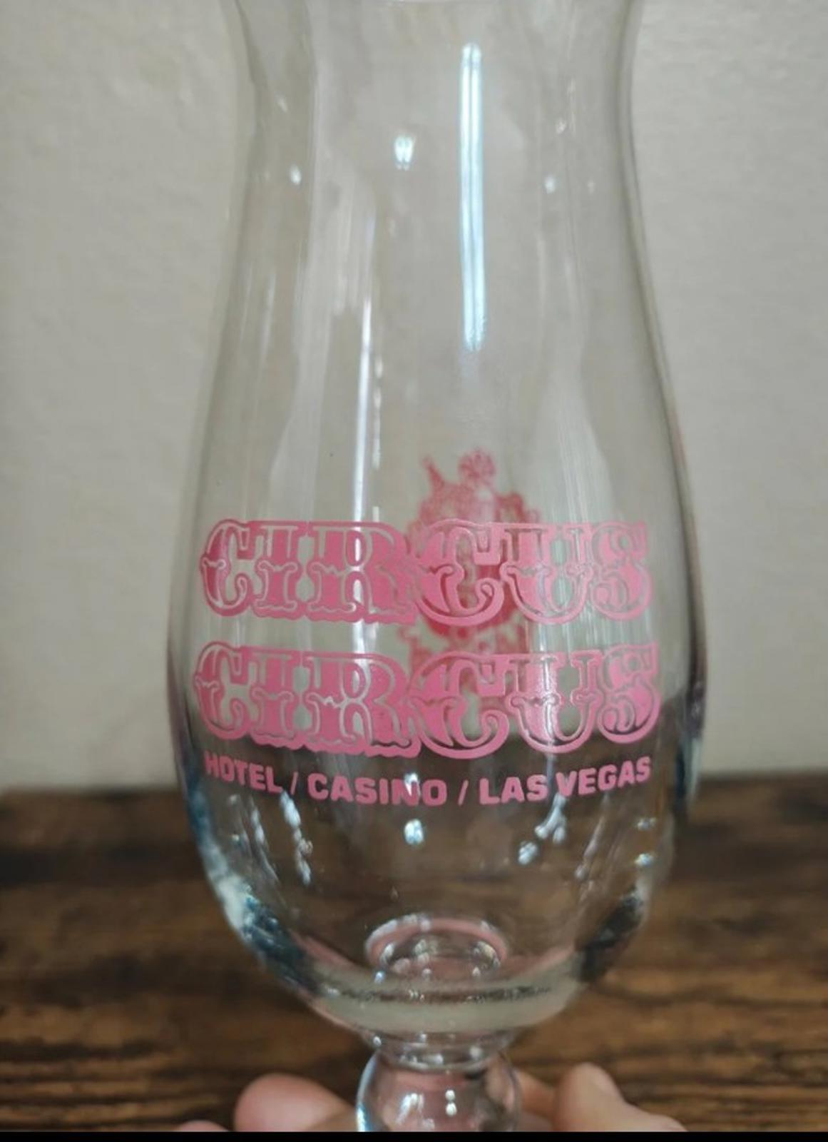 1990s Vintage Rare Circus Circus Hotel & Casino in Las Vegas Hurricane Glass.