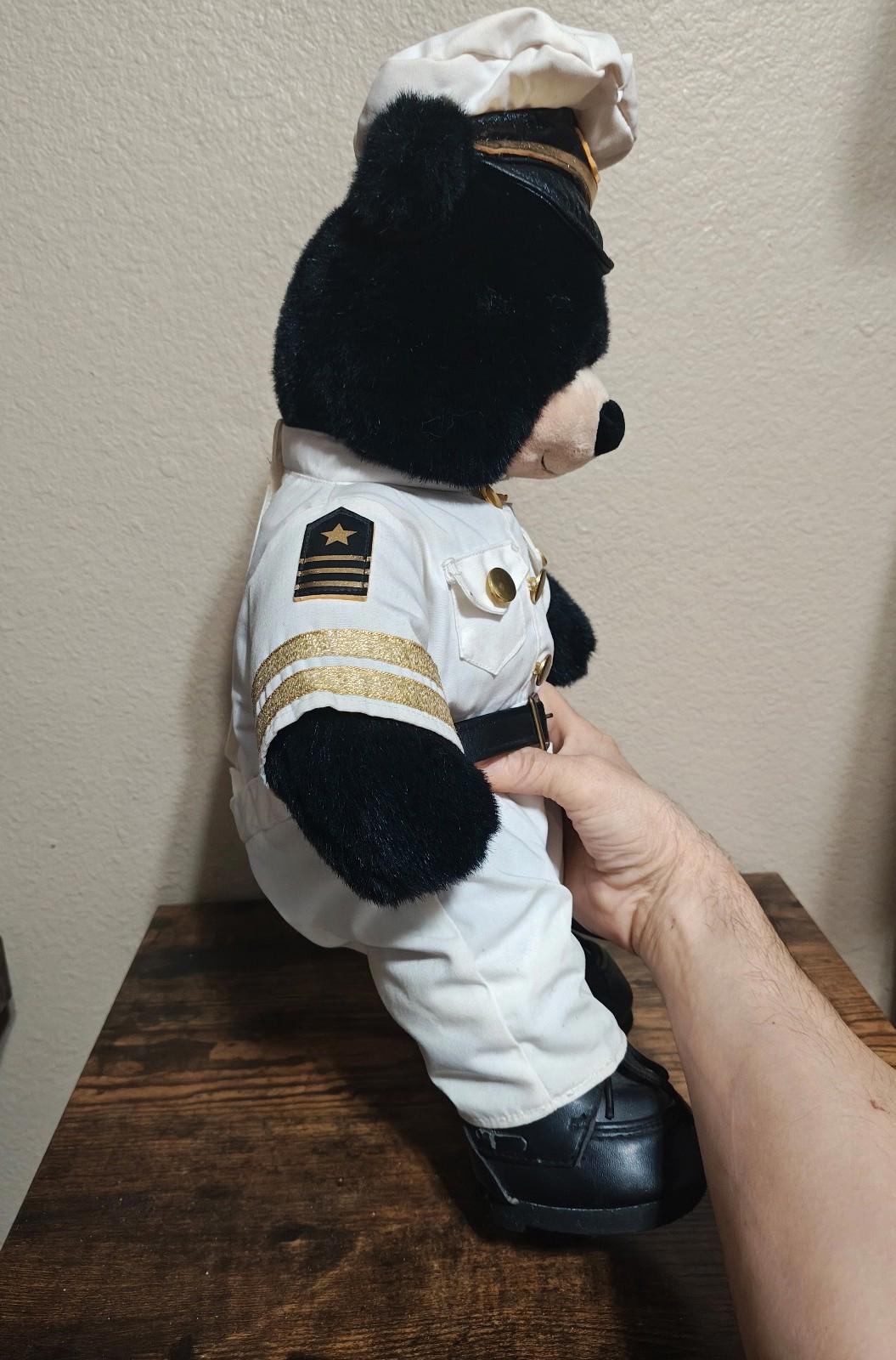 Dimples The Black Bear Build-A-Bear In U.S. Navy Officer's Uniform 19" Plush
