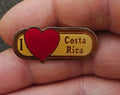 1980s I Love Costa Rica Travel Souvenir Gold Tone Enamel Pin