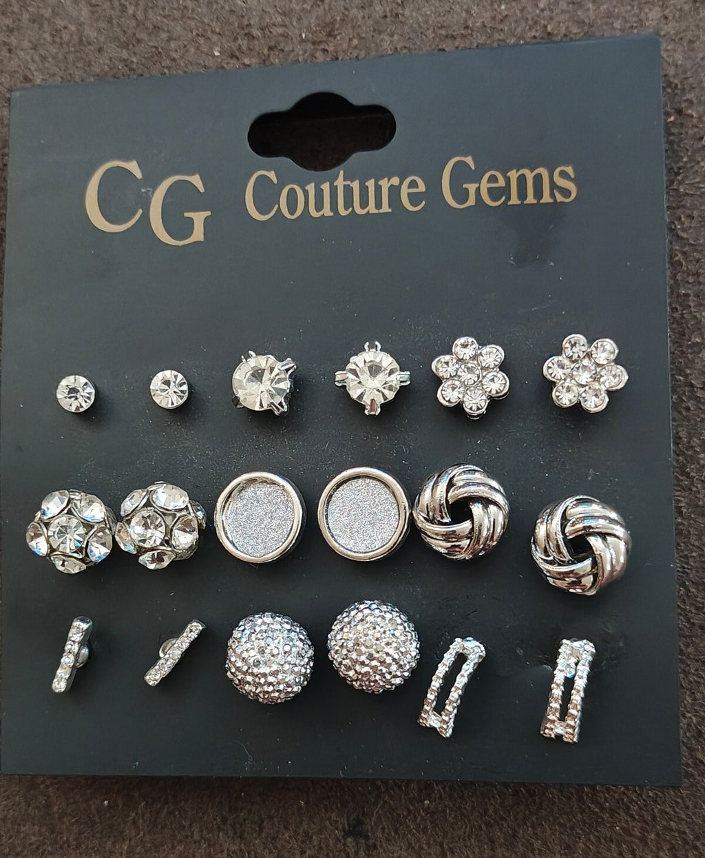 CG Couture Gems Multi Pair Earrings Set New On Card.