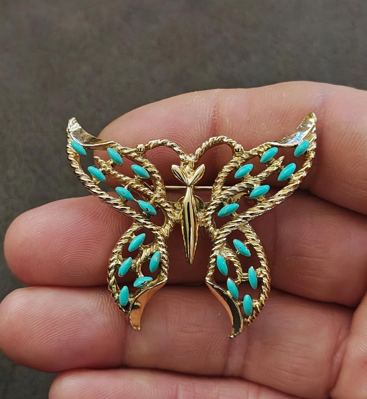 1960s Gerry's Gold Tone With Faux Turquoise Enamel Brooch