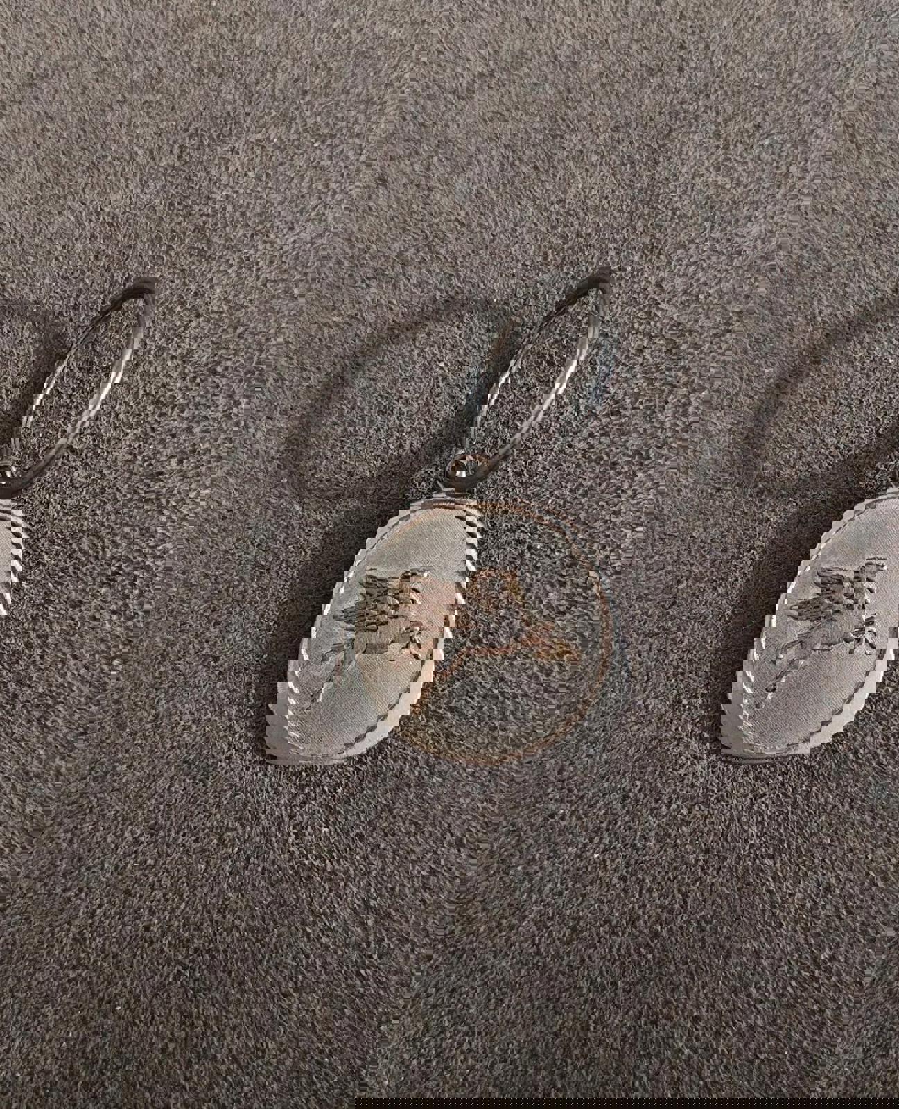 1970s Vintage Chevron Pegasus Pewter Keychain